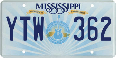 MS license plate YTW362