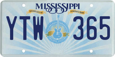 MS license plate YTW365