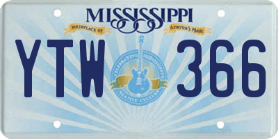 MS license plate YTW366
