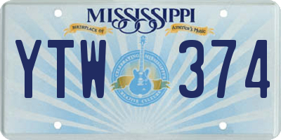 MS license plate YTW374