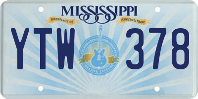 MS license plate YTW378