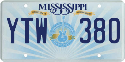 MS license plate YTW380