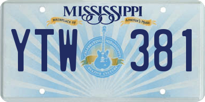 MS license plate YTW381