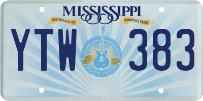 MS license plate YTW383