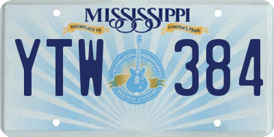 MS license plate YTW384