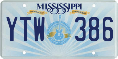 MS license plate YTW386