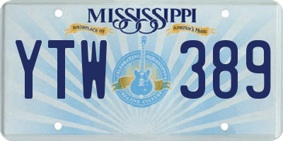 MS license plate YTW389