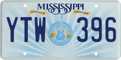 MS license plate YTW396