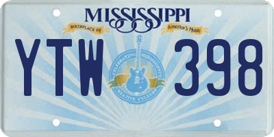 MS license plate YTW398