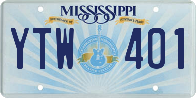 MS license plate YTW401