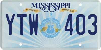 MS license plate YTW403