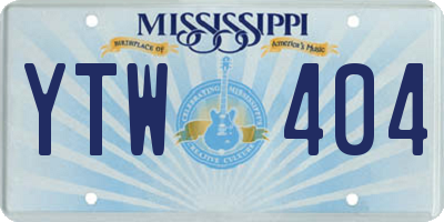 MS license plate YTW404