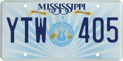 MS license plate YTW405