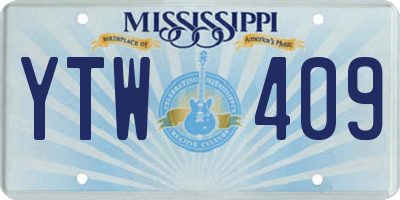 MS license plate YTW409