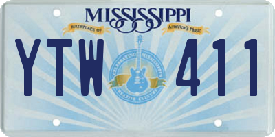 MS license plate YTW411