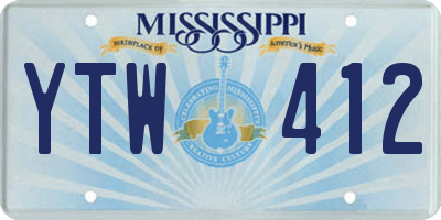 MS license plate YTW412