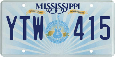 MS license plate YTW415