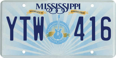 MS license plate YTW416