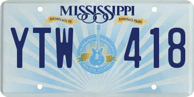MS license plate YTW418