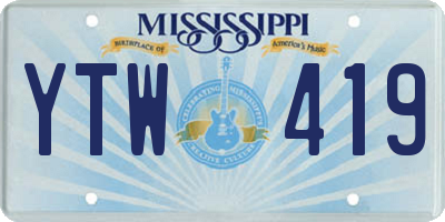 MS license plate YTW419
