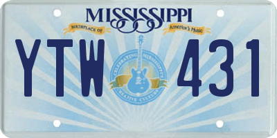MS license plate YTW431