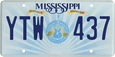 MS license plate YTW437