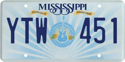MS license plate YTW451