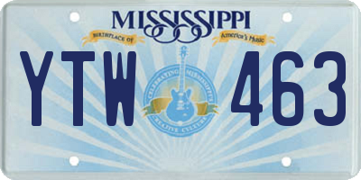 MS license plate YTW463
