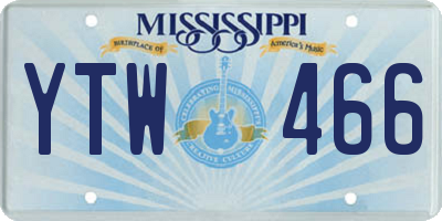 MS license plate YTW466