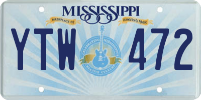 MS license plate YTW472