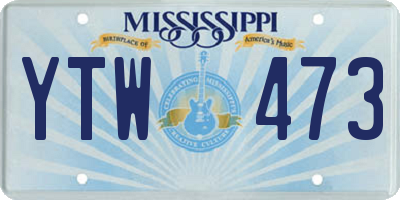 MS license plate YTW473