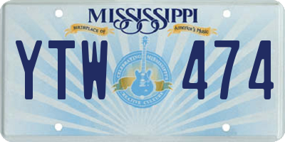 MS license plate YTW474