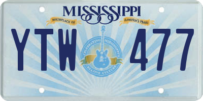 MS license plate YTW477