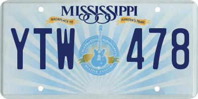 MS license plate YTW478
