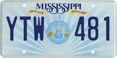 MS license plate YTW481