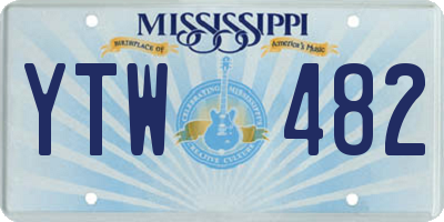 MS license plate YTW482