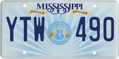 MS license plate YTW490