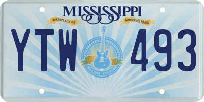 MS license plate YTW493