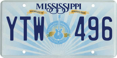 MS license plate YTW496