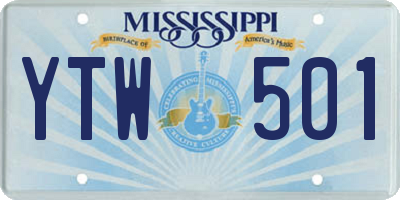 MS license plate YTW501