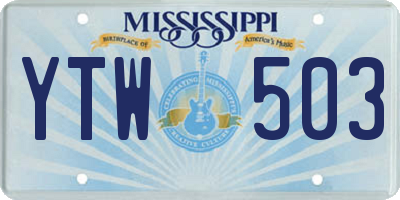MS license plate YTW503