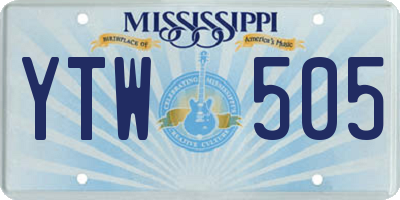 MS license plate YTW505