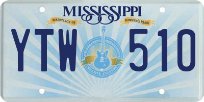 MS license plate YTW510