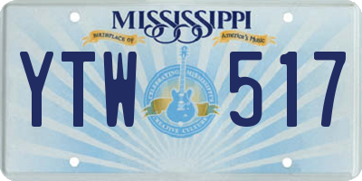 MS license plate YTW517