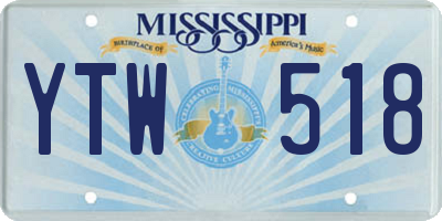MS license plate YTW518