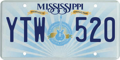 MS license plate YTW520