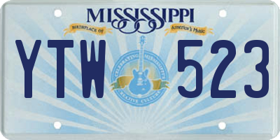 MS license plate YTW523