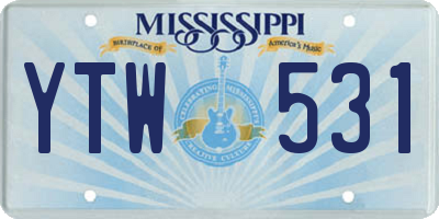 MS license plate YTW531