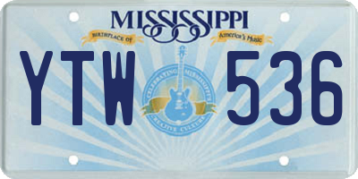 MS license plate YTW536