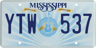 MS license plate YTW537